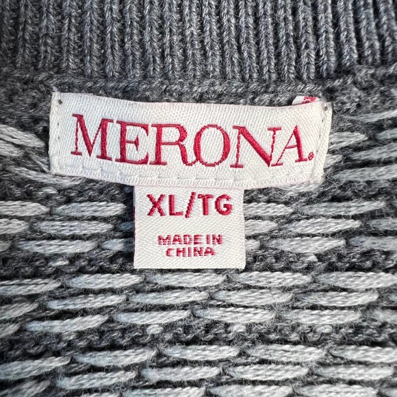 Merona Women's Sweater Button Down Grey/White Long Sleeves Cardigan Size XL - Picture 3 of 16